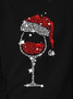 Sweat-shirts Décontracté Printemps / Automne Verre à Vin de Noël Naturel Manches Longues Col Rond Régulier Régulier Élasticité moyenne pour Femmes