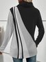 Chemises Bloc de Couleur Printemps / Automne Élégant Col croisé Quotidien Manches Longues Mi-long Régulier Élasticité moyenne pour Femmes