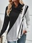 Chemises Bloc de Couleur Printemps / Automne Élégant Col croisé Quotidien Manches Longues Mi-long Régulier Élasticité moyenne pour Femmes