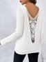 Chemises Plain Printemps / Automne Élégant Quotidien Ample Col Rond Régulier Droit Élasticité moyenne pour Femmes