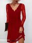 Robes Décontracté Plain Printemps / Automne Polyester Col V Quotidien Droit Maille Non pour Femmes