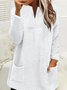 Sweat-shirts Décontracté Plain Hiver Col V Aucune élasticité Ample Manches Longues Mi-long en Toison pour Femmes