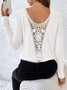Chemises Plain Printemps / Automne Élégant Quotidien Ample Col Rond Régulier Droit Élasticité moyenne pour Femmes