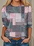 T-shirts Décontracté Printemps / Automne Multicolore Bloc Quotidien Ample Régulier Droit Régulier Élasticité moyenne pour Femmes