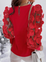 Chemises Plain Printemps / Automne Urbain Polyester Joint Fendu Manchon de Lanterne Micro-élasticité Coupe Régulière Manches Longues pour Femmes