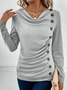 T-shirts Femmes Décontracté Plain Printemps / Automne Viscose Quotidien Ample Manches Longues Régulier Droit