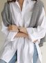 Chemises Décontracté Plain Printemps / Automne Coton Faire la navette Ample Manches Longues Droit Col de Chemise pour Femmes