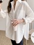 Chemises Décontracté Plain Printemps / Automne Coton Faire la navette Ample Manches Longues Droit Col de Chemise pour Femmes