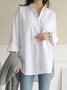 Chemises Décontracté Plain Printemps / Automne Coton Faire la navette Ample Manches Longues Droit Col de Chemise pour Femmes