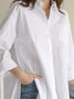 Chemises Décontracté Plain Printemps / Automne Coton Faire la navette Ample Manches Longues Droit Col de Chemise pour Femmes