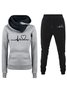 Deux Pièces Ensembles Femmes Décontracté Printemps / Automne Lettres de texte Sweat-shirt à Capuche Naturel Ample Manches Longues Top Avec Pantalons Droit