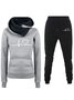 Deux Pièces Ensembles Femmes Décontracté Printemps / Automne Lettres de texte Sweat-shirt à Capuche Naturel Ample Manches Longues Top Avec Pantalons Droit