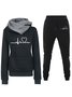 Deux Pièces Ensembles Femmes Décontracté Printemps / Automne Lettres de texte Sweat-shirt à Capuche Naturel Ample Manches Longues Top Avec Pantalons Droit