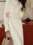 Robes Pulls Femmes Décontracté Plain Automne Naturel Manches Longues Col Rond Fil/fil de laine Droit Non