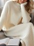 Robes Pulls Femmes Décontracté Plain Automne Naturel Manches Longues Col Rond Fil/fil de laine Droit Non