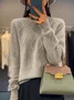Pulls Femmes Décontracté Plain Hiver Poids lourd chaleur Manches Longues Laine/Tricot Régulier Droit
