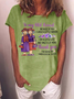 T-shirts Décontracté Été Lettres de texte Aucune élasticité Quotidien Ample Col Rond en Mélangé de Coton Régulier pour Femmes