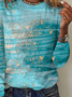 T-shirts Décontracté Abstrait Printemps / Automne Aucune élasticité Ample Jersey Manches Longues Col Rond Régulier pour Femmes