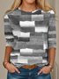 T-shirts Femmes Décontracté Printemps / Automne Multicolore Bloc Ample Jersey Manches Longues Col Rond Régulier Régulier