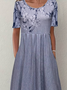 Robes Décontracté Floral Été Polyester Taille Haute Mi-longue Manches Courtes Droit Régulier pour Femmes