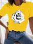 T-shirts Femmes Décontracté Floral Été Quotidien Manches Courtes Col Rond le Jour de la Saint-Valentin Régulier Élasticité moyenne