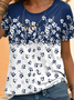 T-shirts Décontracté Floral Été Polyester Micro-élasticité Quotidien Col Rond Droit Régulier pour Femmes
