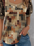 T-shirts Décontracté Bloc de Couleur Été Polyester Micro-élasticité Quotidien Ample Manches Courtes Droit pour Femmes