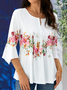 Tops Décontracté Floral Hiver Col V Naturel Coupe Régulière Mi-longue-Long A-ligne Élasticité moyenne pour Femmes