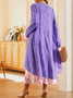 Deux Pièces Ensembles Décontracté Plain Printemps / Automne Polyester Col V Aucune élasticité Ample Manches Longues Régulier pour Femmes
