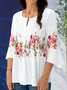 Tops Décontracté Floral Hiver Col V Naturel Coupe Régulière Mi-longue-Long A-ligne Élasticité moyenne pour Femmes