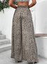 Pantalons Femmes Vacances Printemps / Automne Petit Floral Polyester Naturel Ample Pantalons à Jambe Large Droit Régulier