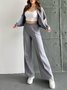 Deux Pièces Ensembles Décontracté Plain Printemps / Automne Polyester Quotidien Coupe Régulière Manches Longues Régulier Élasticité moyenne pour Femmes