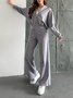 Deux Pièces Ensembles Décontracté Plain Printemps / Automne Polyester Quotidien Coupe Régulière Manches Longues Régulier Élasticité moyenne pour Femmes