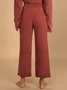 Deux Pièces Ensembles Femmes Décontracté Plain Printemps / Automne Acrylique Naturel Ample Top Avec Jupe Droit Élasticité moyenne