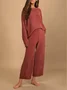 Deux Pièces Ensembles Femmes Décontracté Plain Printemps / Automne Acrylique Naturel Ample Top Avec Jupe Droit Élasticité moyenne