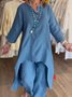 Deux Pièces Ensembles Femmes Décontracté Plain Printemps / Automne Polyester Quotidien Ample Manches trois quarts Top Avec Pantalons Droit