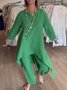 Deux Pièces Ensembles Femmes Décontracté Plain Printemps / Automne Polyester Quotidien Ample Manches trois quarts Top Avec Pantalons Droit