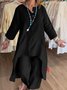 Deux Pièces Ensembles Femmes Décontracté Plain Printemps / Automne Polyester Quotidien Ample Manches trois quarts Top Avec Pantalons Droit