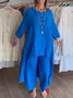 Deux Pièces Ensembles Femmes Décontracté Plain Printemps / Automne Polyester Quotidien Ample Manches trois quarts Top Avec Pantalons Droit
