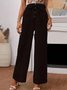 Pantalons Décontracté Plain Printemps / Automne Coton Et Lin Taille Haute Quotidien Long Droit Régulier pour Femmes