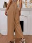 Pantalons Décontracté Plain Printemps / Automne Coton Et Lin Taille Haute Quotidien Long Droit Régulier pour Femmes