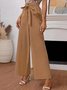 Pantalons Décontracté Plain Printemps / Automne Coton Et Lin Taille Haute Quotidien Long Droit Régulier pour Femmes