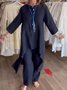 Deux Pièces Ensembles Femmes Décontracté Plain Printemps / Automne Polyester Quotidien Ample Manches trois quarts Top Avec Pantalons Droit