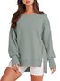 Sweat-shirts Décontracté Plain Printemps / Automne Quotidien Ample Pull-over Droit Régulier Poche Couture pour Femmes