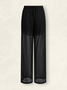Deux Pièces Ensembles Femmes Décontracté Plain Été Aucune élasticité Ample Demi Manche Top Avec Pantalons Droit Régulier