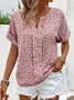 Chemisiers1 Femmes Décontracté Été Petites fleurs Polyester Aucune élasticité Quotidien Ample Entaillé Non