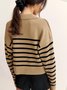 Deux Pièces Ensembles Rayé Décontracté Printemps / Automne Acrylique Naturel Top Avec Pantalons Droit Régulier Élasticité moyenne pour Femmes