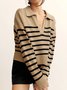 Deux Pièces Ensembles Rayé Décontracté Printemps / Automne Acrylique Naturel Top Avec Pantalons Droit Régulier Élasticité moyenne pour Femmes