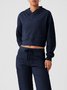 Deux Pièces Ensembles Femmes Décontracté Plain Printemps / Automne Naturel Micro-élasticité Pull-over Top Avec Pantalons Droit Régulier