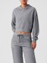 Deux Pièces Ensembles Femmes Décontracté Plain Printemps / Automne Naturel Micro-élasticité Pull-over Top Avec Pantalons Droit Régulier